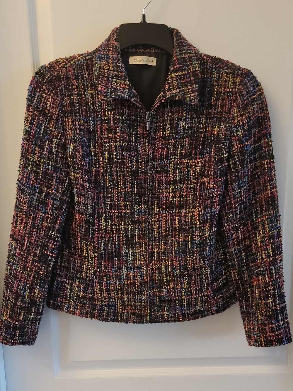 Coldwater Creek Multicolor Tweed Zip Jacket with Black Base